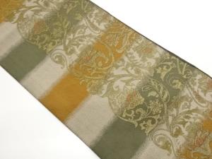 本場筑前博多横縞に花唐草模様織出し名古屋帯